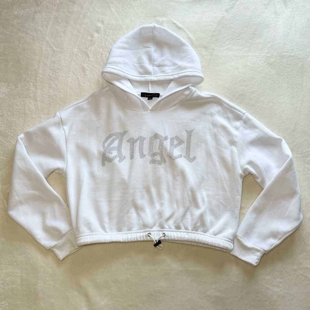 White Angel Cropped Hoodie